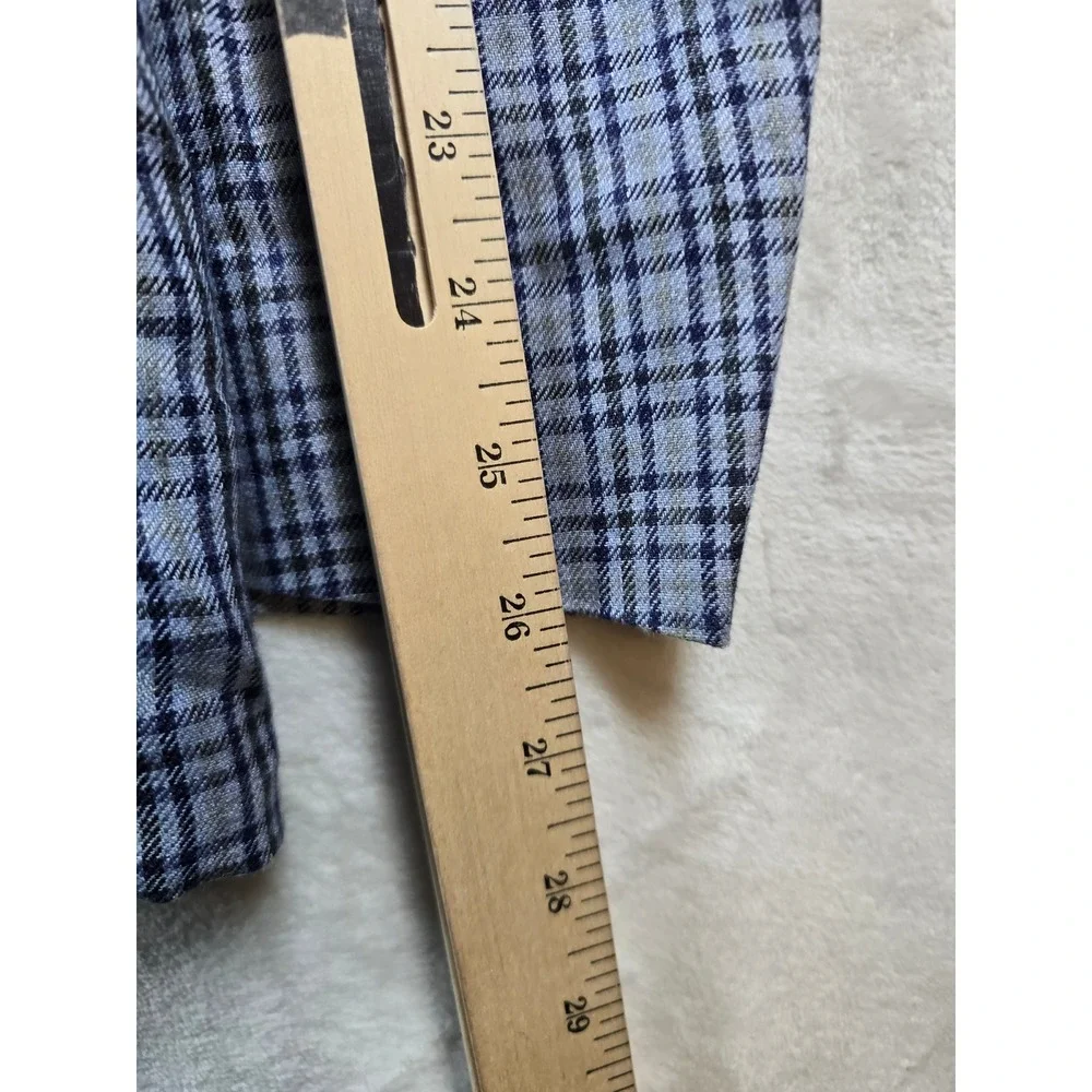 LRL Ralph Lauren 100% Linen Plaid Blazer Men 44R 44 Blue Grey Sport Coat